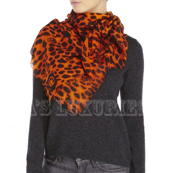 ALEXANDER MCQUEEN SCARF CASHMERE SILK SKULL AND ANIMAL PRINT 50" SQUARE - Picture 1 of 7